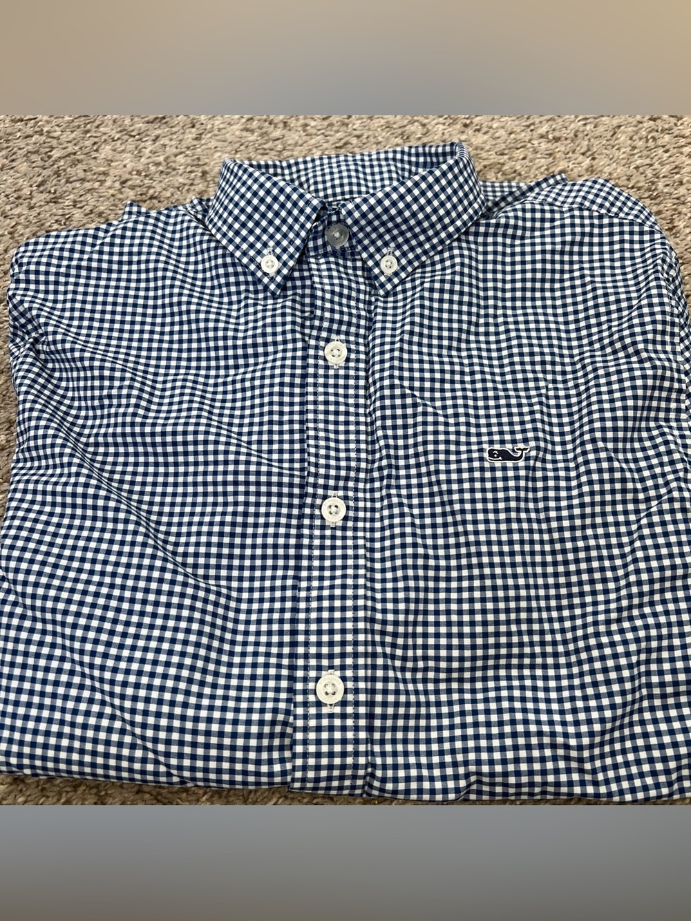 Vineyard Vines Kids Nylon Blend Blue Gingham Button-Down Shirt Size 12